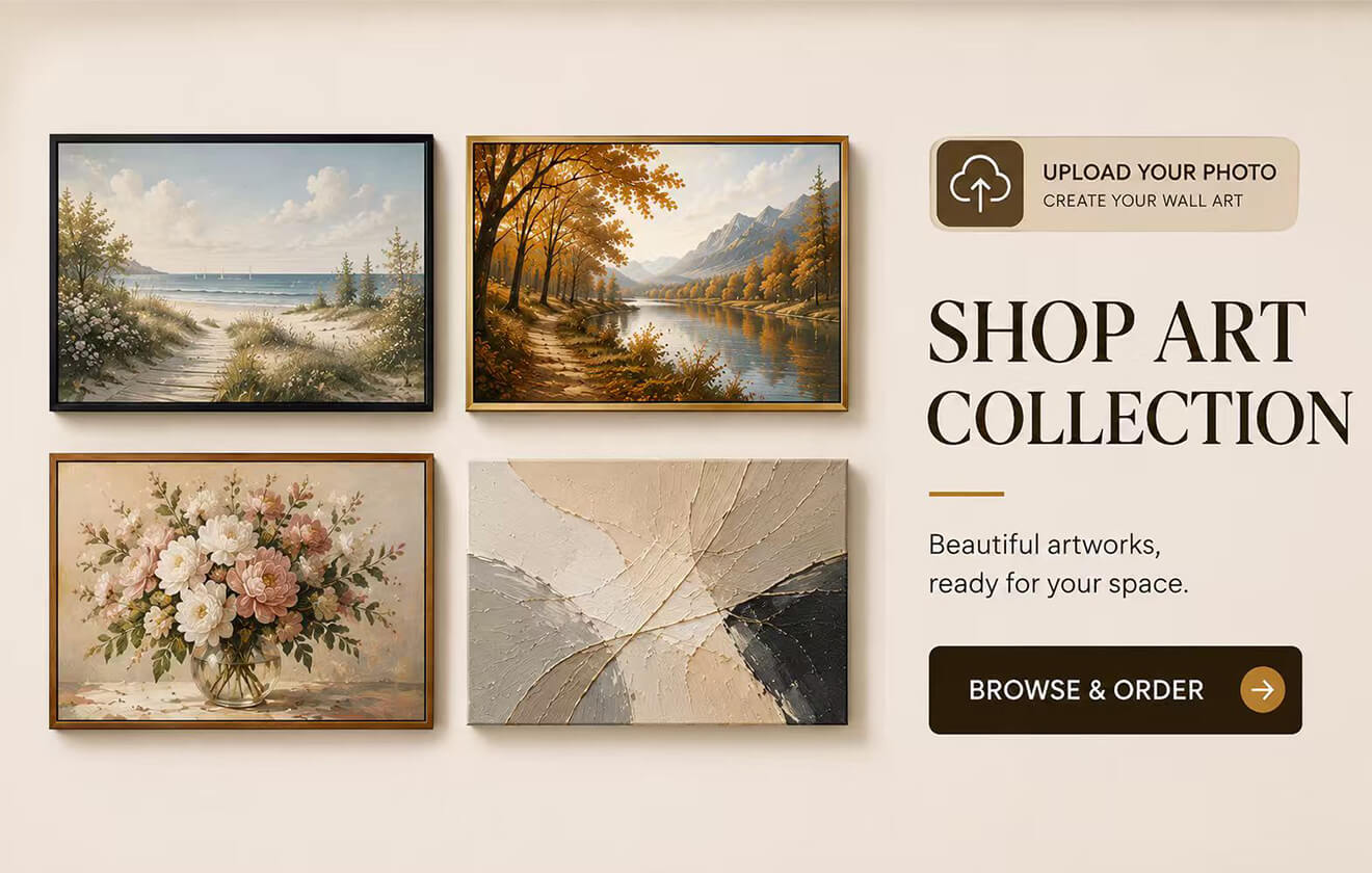 A grid of framed art prints from the curated collection